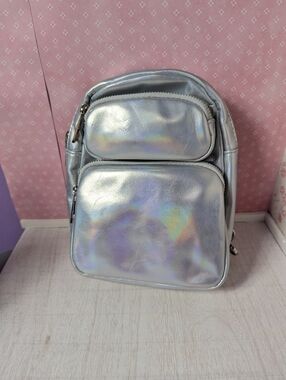 Silver Holographic Mini Backpack - Women Bags